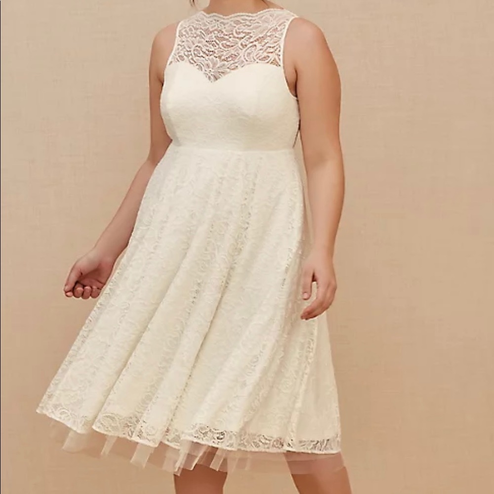 Torrid Lace Tea-Length Wedding Dress